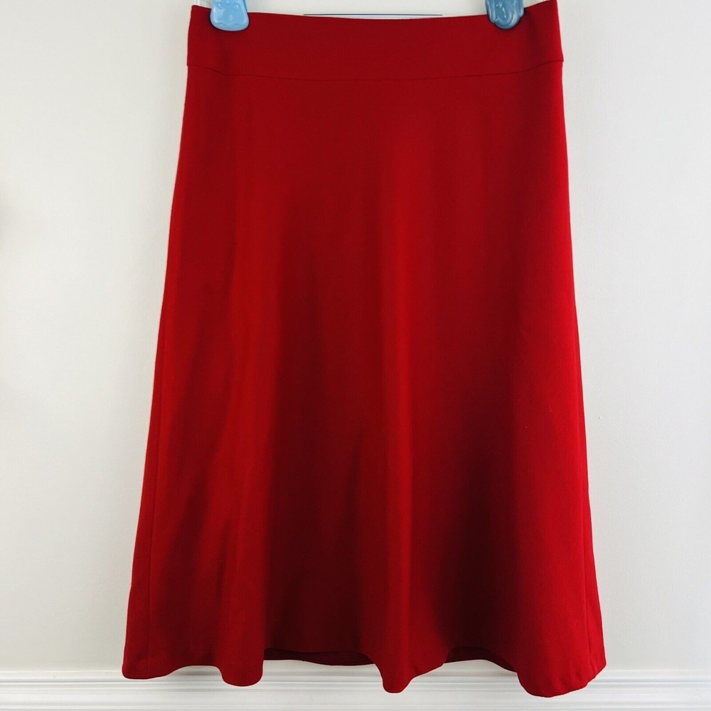 TALBOTS Sz 12 A-Line Wool Skirt ~ Red Comfy Simplistic Lined Zip-Up
